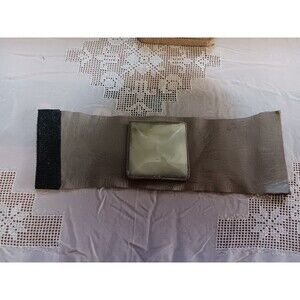 Artisan large leather and stone wide cuff wrap bracelet light green white Agate?